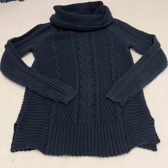 CAbi Sweaters - Cabi Cable Knit Sweater Women XS Navy Blue Cowl Neck Pullover 3168